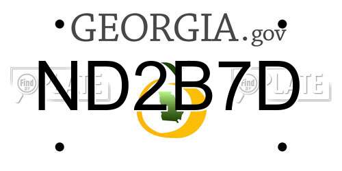 ND2B7D Georgia License Plate
