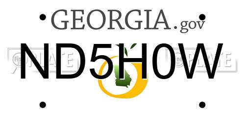 ND5H0W Georgia License Plate