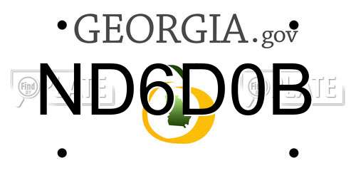 ND6D0B Georgia License Plate