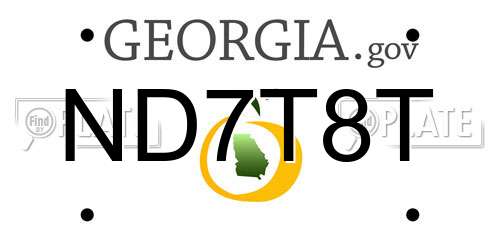 ND7T8T Georgia License Plate