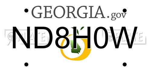 ND8H0W Georgia License Plate