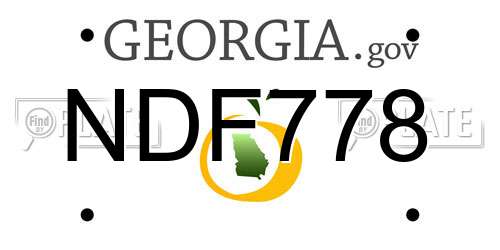 NDF778 Georgia License Plate