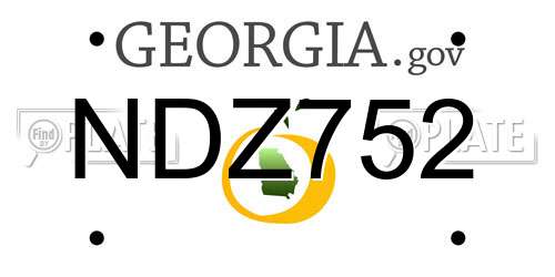NDZ752 Georgia License Plate