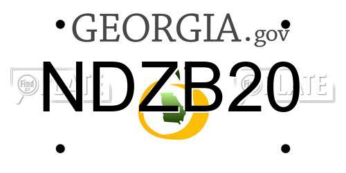 NDZB20 Georgia License Plate