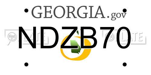 NDZB70 Georgia License Plate