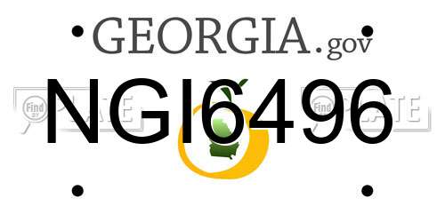 NGI6496 Georgia License Plate