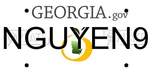 NGUYEN9 Georgia License Plate