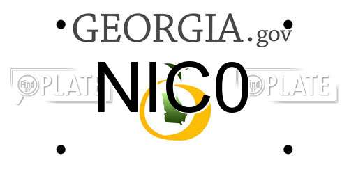 NIC0 Georgia License Plate