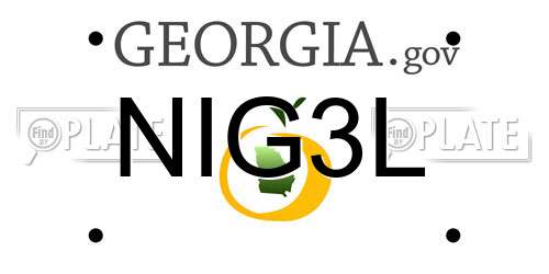 NIG3L Georgia License Plate