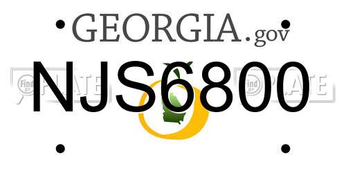 NJS6800 Georgia License Plate