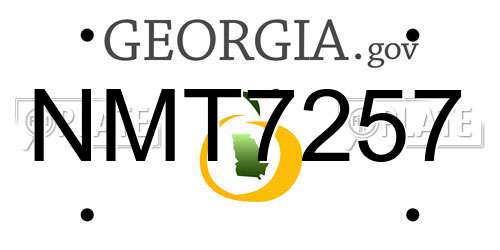 NMT7257 Georgia License Plate