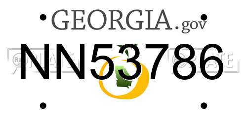 NN53786 Georgia License Plate