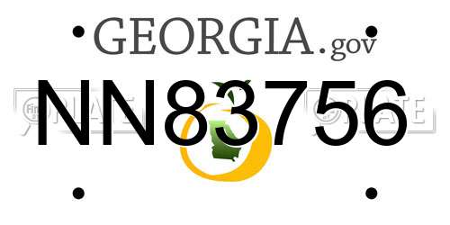 NN83756 Georgia License Plate