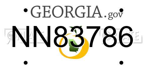 NN83786 Georgia License Plate