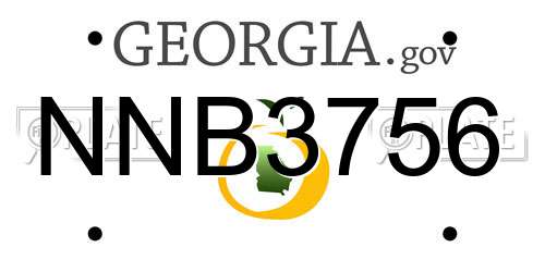 NNB3756 Georgia License Plate