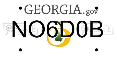 NO6D0B Georgia License Plate