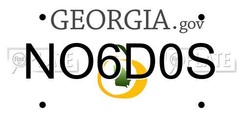 NO6D0S Georgia License Plate
