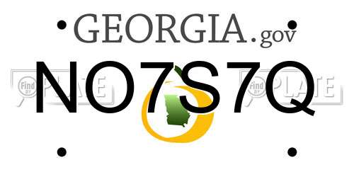 NO7S7Q Georgia License Plate
