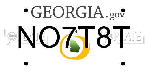 NO7T8T Georgia License Plate