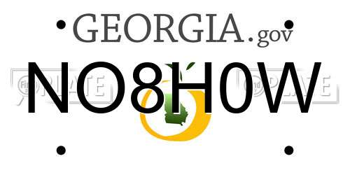 NO8H0W Georgia License Plate