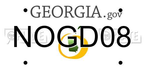 NOGD08 Georgia License Plate
