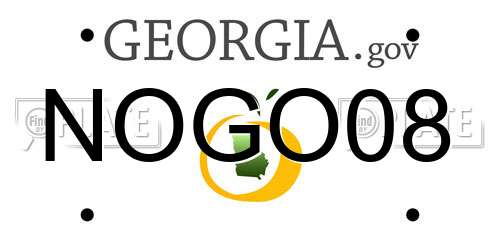 NOGO08 Georgia License Plate