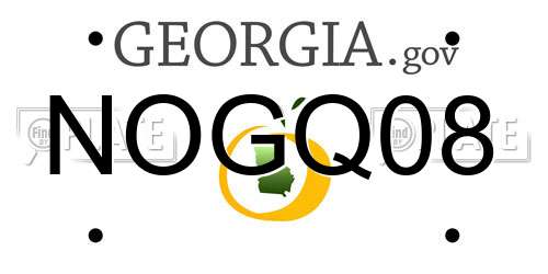 NOGQ08 Georgia License Plate