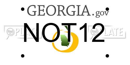 NOT12 Georgia License Plate