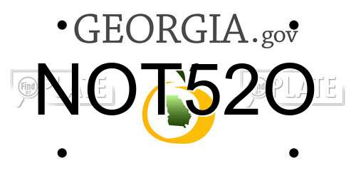 NOT52O Georgia License Plate