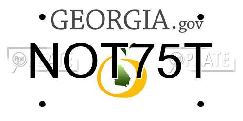 NOT75T Georgia License Plate