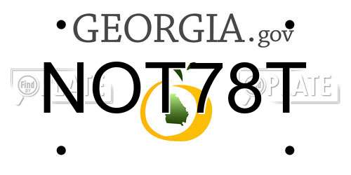 NOT78T Georgia License Plate