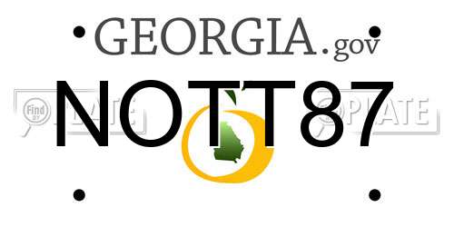 NOTT87 Georgia License Plate