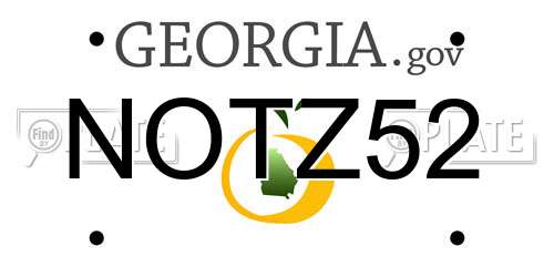 NOTZ52 Georgia License Plate