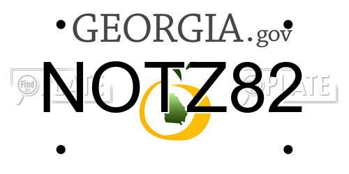 NOTZ82 Georgia License Plate