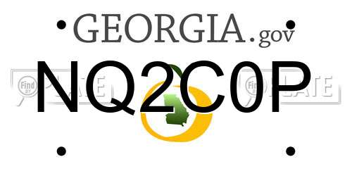 NQ2C0P Georgia License Plate