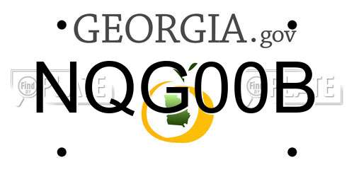 NQG00B Georgia License Plate