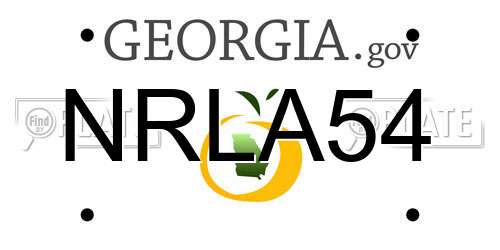 NRLA54 Georgia License Plate