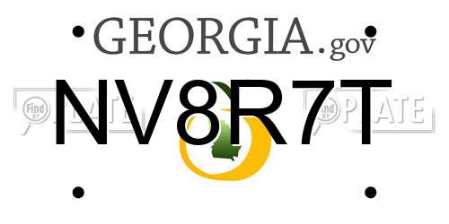 NV8R7T Georgia License Plate