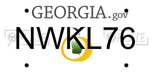 NWKL76 Georgia License Plate