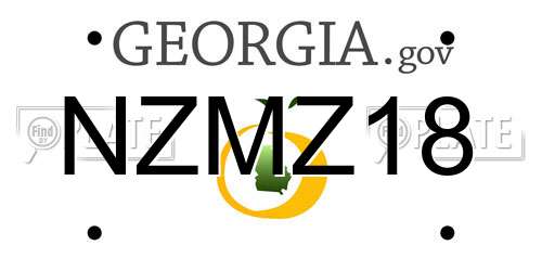 NZMZ18 Georgia License Plate