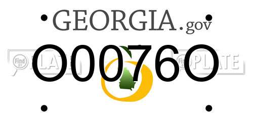 O0076O Georgia License Plate