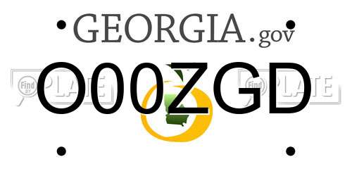 O00ZGD Georgia License Plate