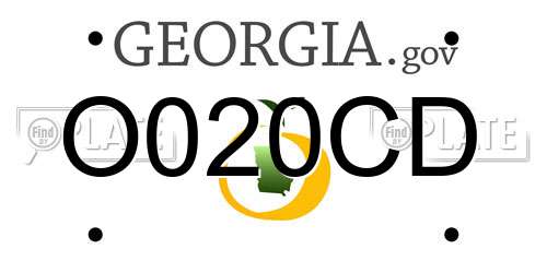 O020CD Georgia License Plate