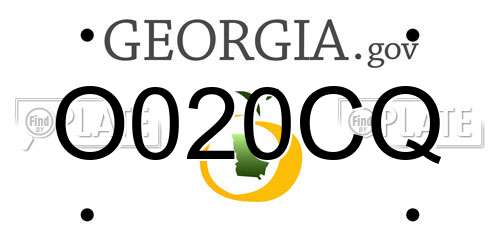 O020CQ Georgia License Plate