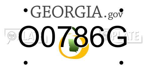 O0786G Georgia License Plate