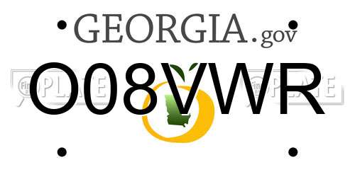 O08VWR Georgia License Plate