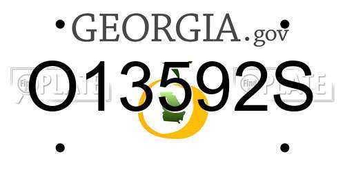 O13592S Georgia License Plate