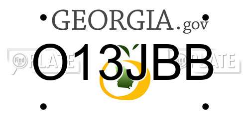 O13JBB Georgia License Plate