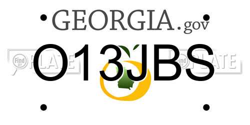 O13JBS Georgia License Plate