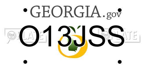 O13JSS Georgia License Plate